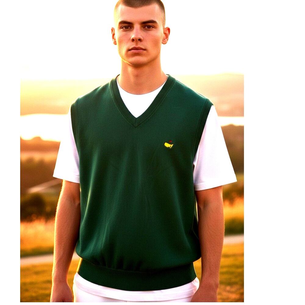 VTG 80s AUGUSTA Nationals Masters Golf Vest XL Green Ivy League Luxury Grandpa